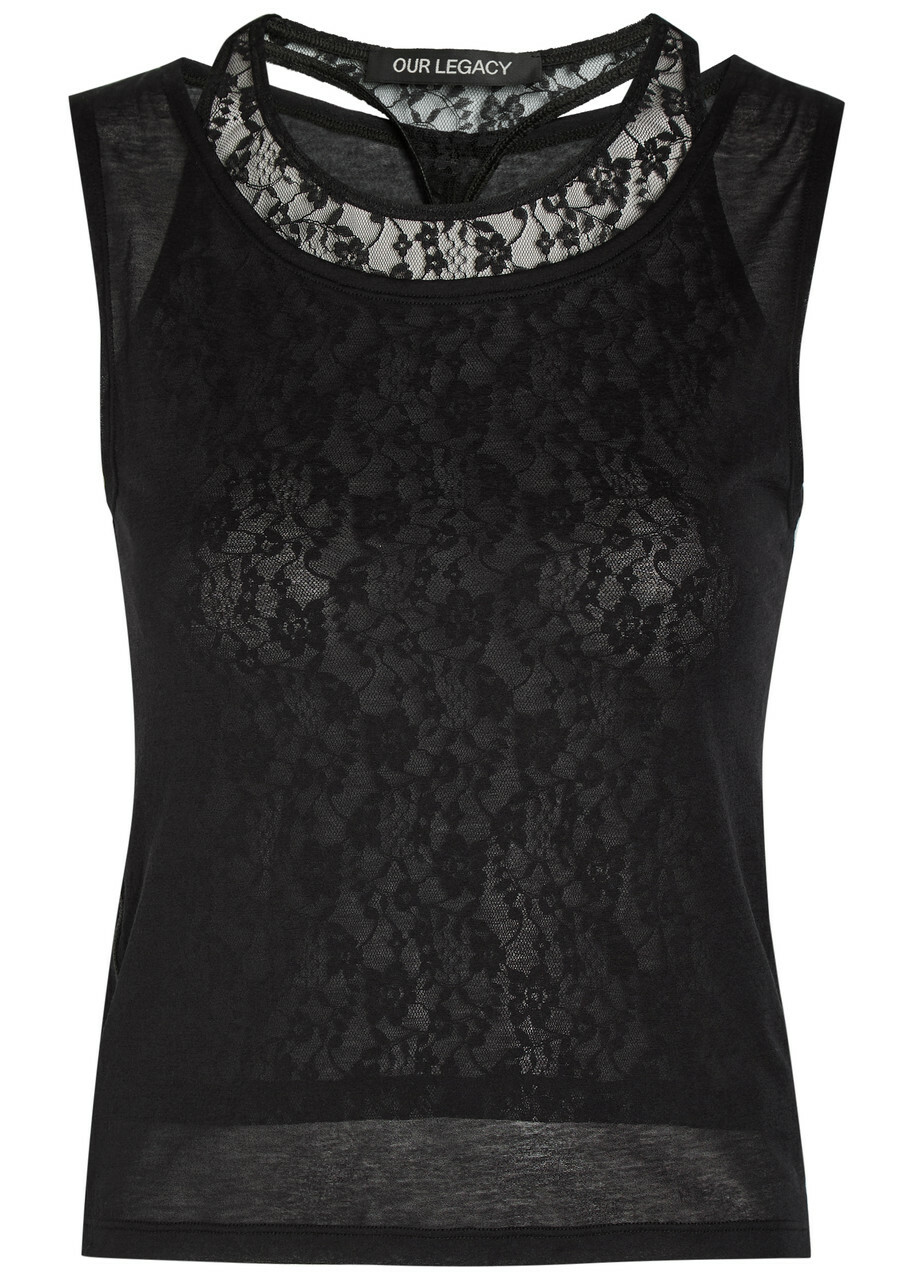 Our Legacy Swim Layered-effect Cotton-blend Tank Black