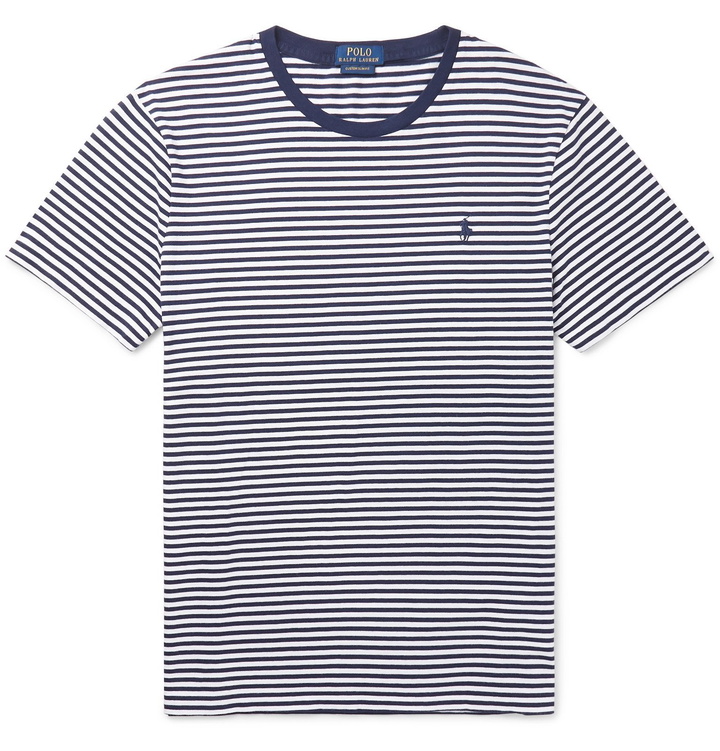 Photo: Polo Ralph Lauren - Slim-Fit Striped Cotton-Jersey T-Shirt - Blue