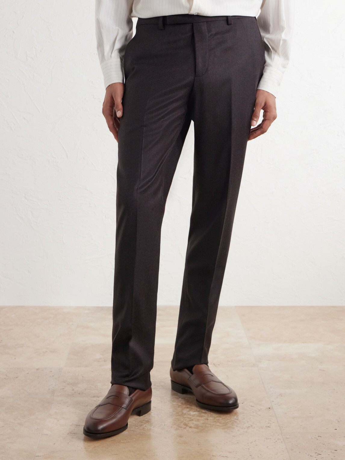 Paul Smith - Straight-Leg Wool and Cashmere-Blend Flannel Trousers - Brown