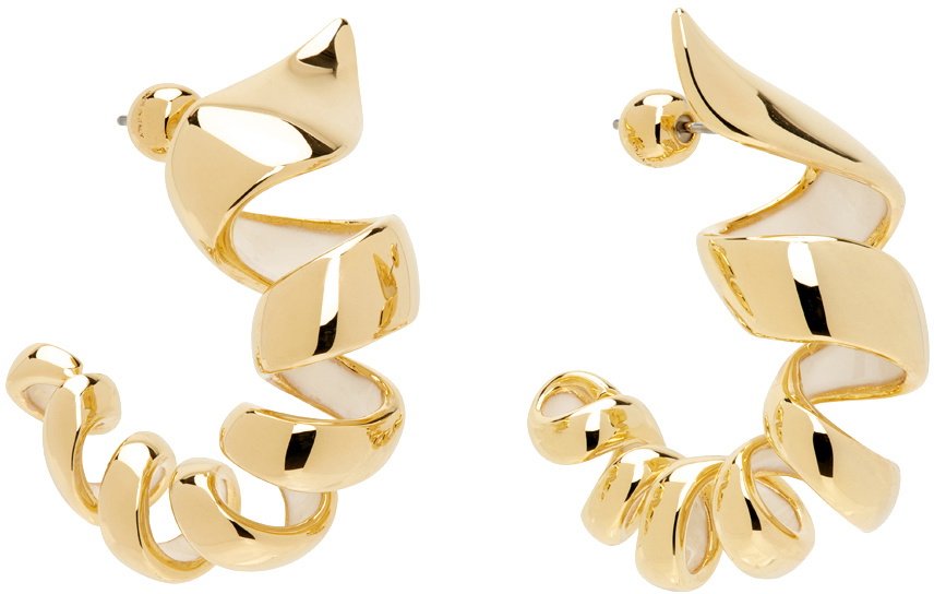Lanvin Gold Melodie Ribbon Hoop Earrings