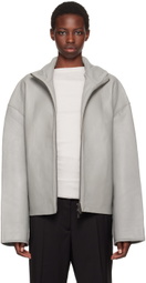 REMAIN Birger Christensen Gray Bonded Leather Jacket