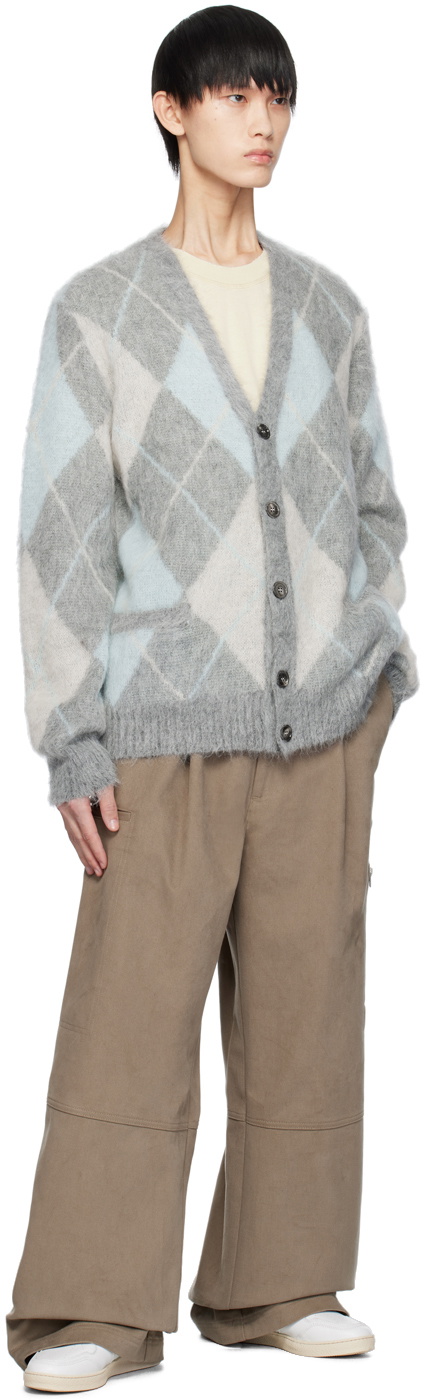 AMI Alexandre Mattiussi Gray Argyle Cardigan