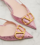 Valentino Garavani VLogo cloqué jacquard slingback pumps