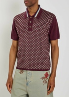 DRÔLE DE Monsieur Polo Maille Jacquard Cravate Patterned Cotton-blend Polo Shirt Dark Red