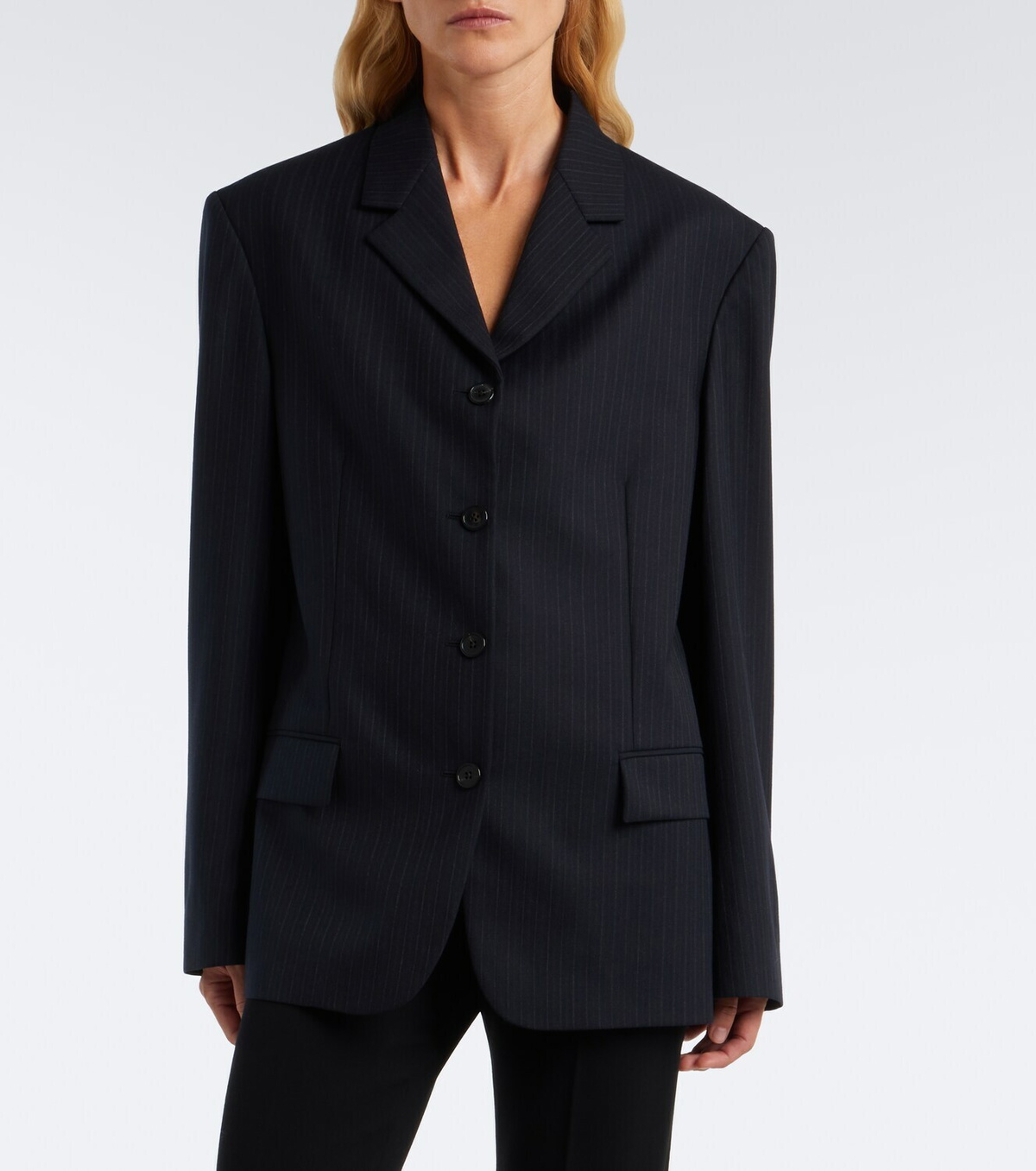 The Row Gelda chalk stripe wool blazer