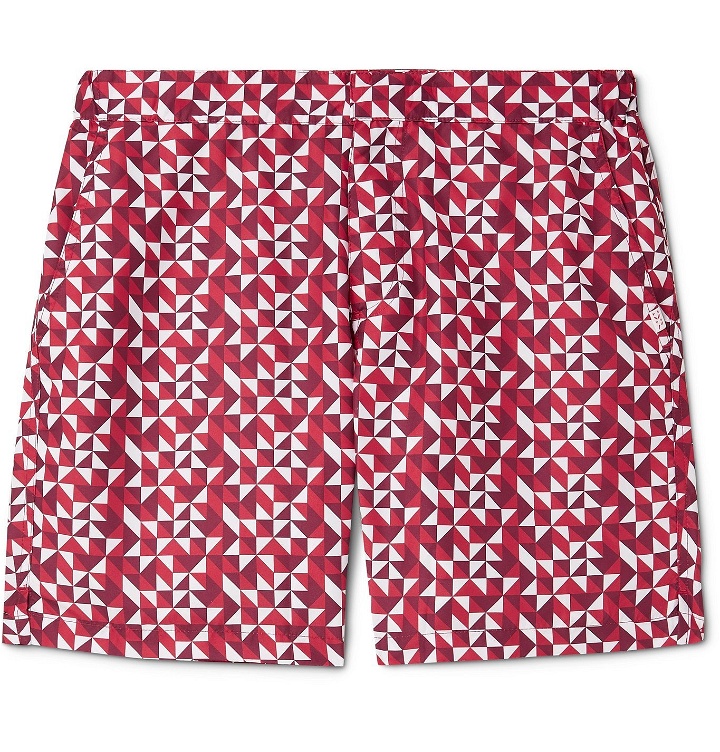 Photo: Derek Rose - Tropez 8 Slim-Fit Mid-Length Printed Swim Shorts - Red