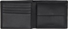 Hugo Black Stacked-Logo Trifold Leather Wallet
