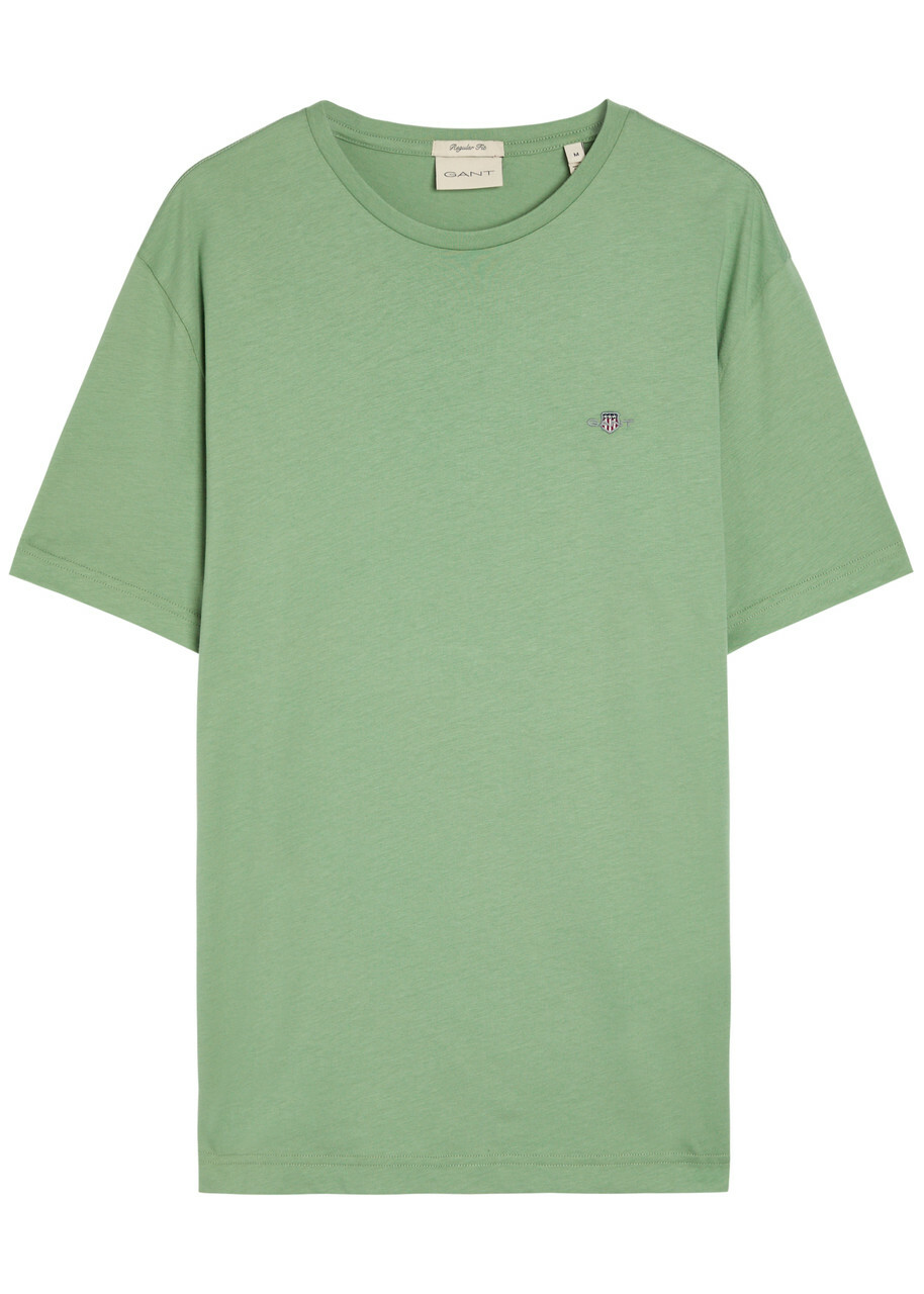 Gant Logo-embroidered Cotton T-shirt Light Green