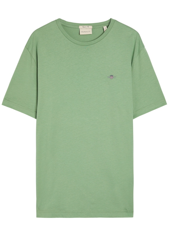 Photo: Gant Logo-embroidered Cotton T-shirt Light Green