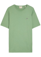 Gant Logo-embroidered Cotton T-shirt Light Green