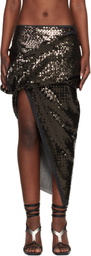 Rick Owens Black Draped Calf Denim Midi Skirt