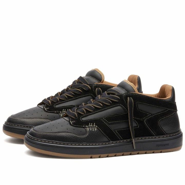 Photo: Represent Men's Reptor Leather Sneakers in Black/Washed Tuape