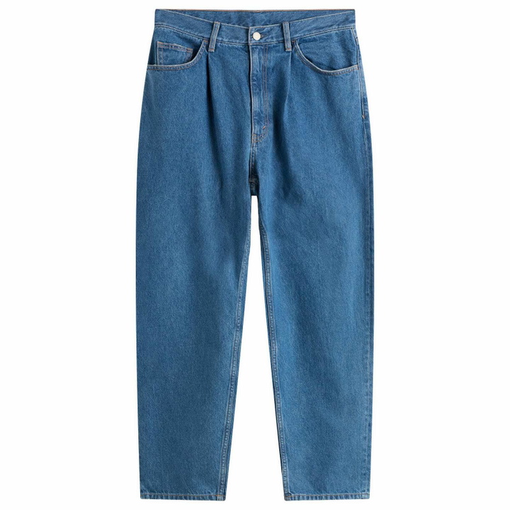 Photo: BEAMS Men's Wide Tapered Denim Jeans in  Indigo