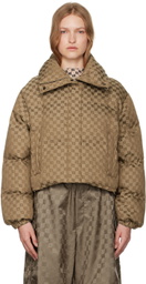 MISBHV Beige Jacquard Monogram Puffer Jacket