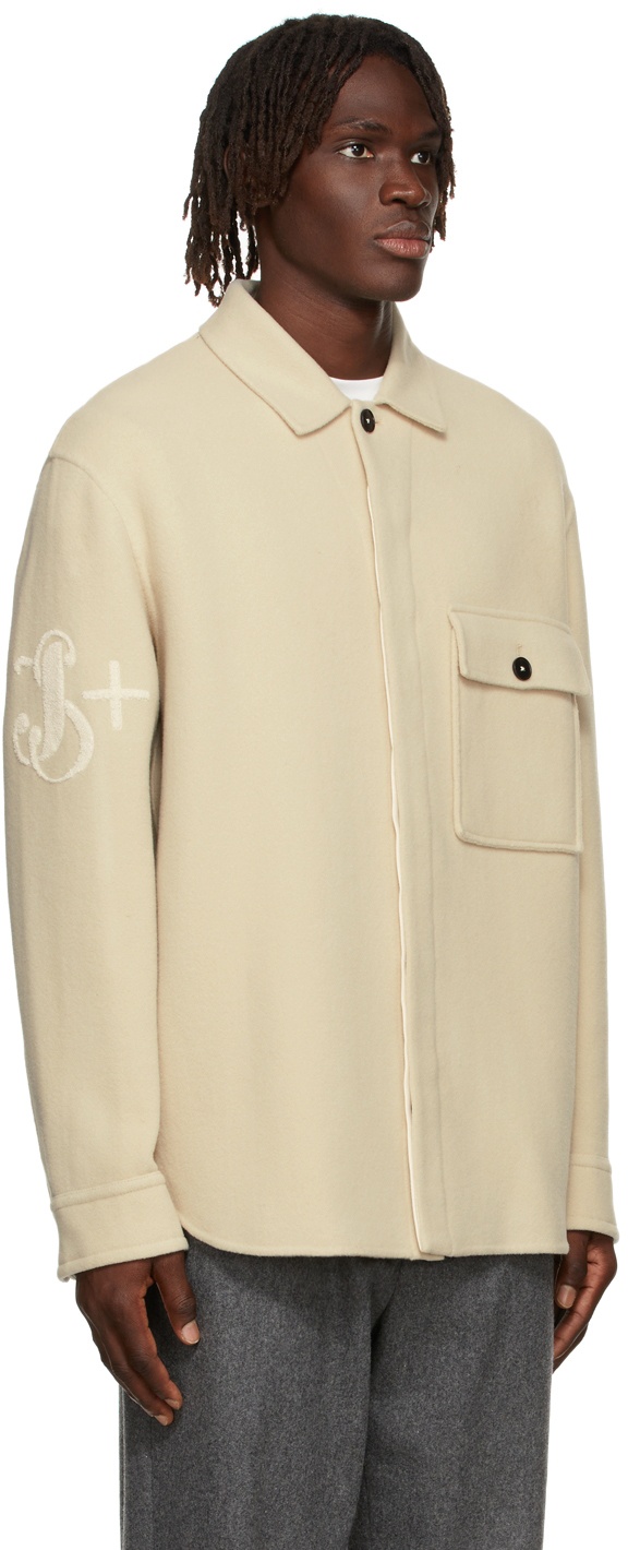 Monogram Virgin Wool Jacket in Beige - Jil Sander