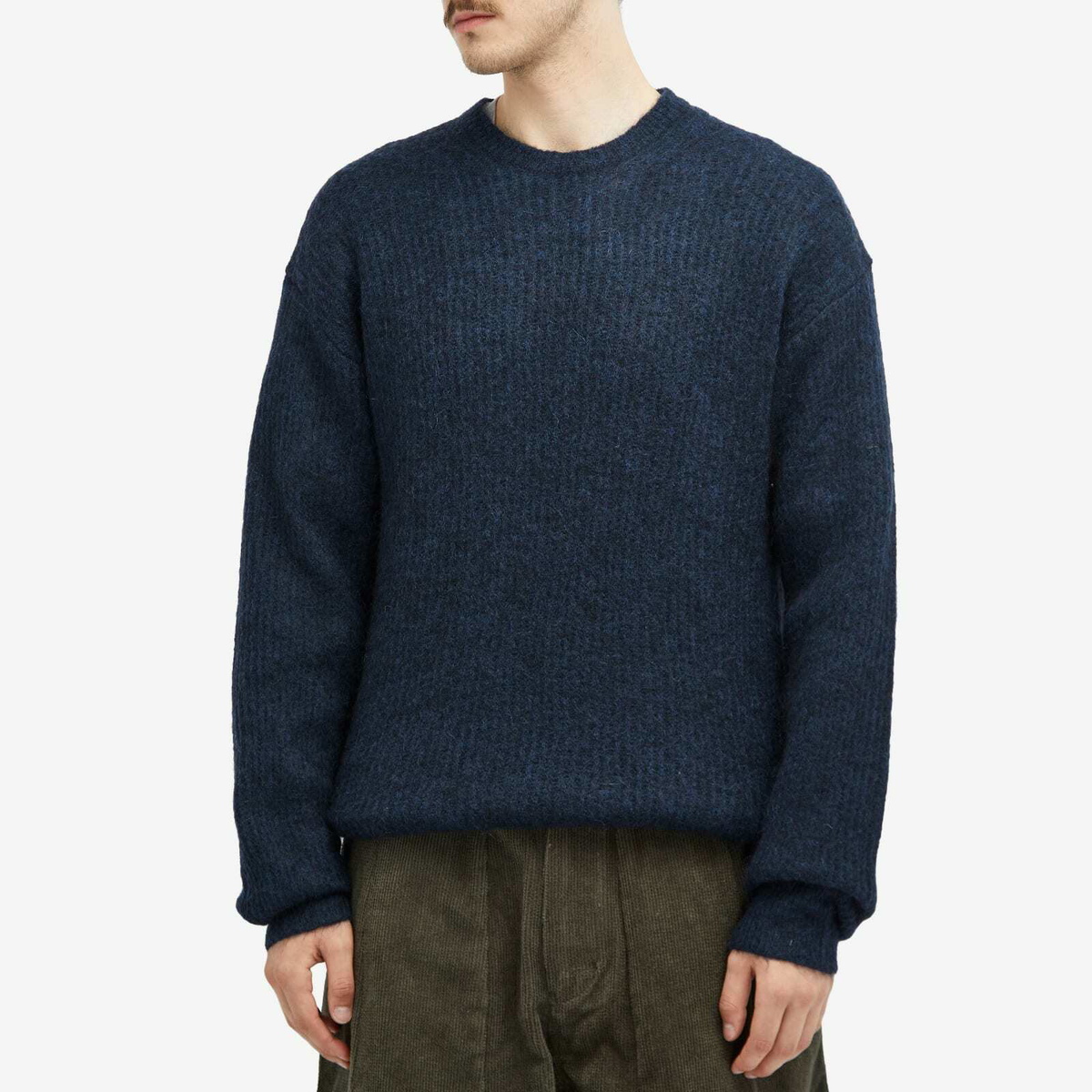 Merely Made Men's Melange Mohair Knit in Denim Blue