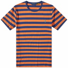 Polo Ralph Lauren Men's Broad Stripe T-Shirt in May Orange/Light Navy