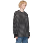 Juun.J Black Striped Long Sleeve T-Shirt