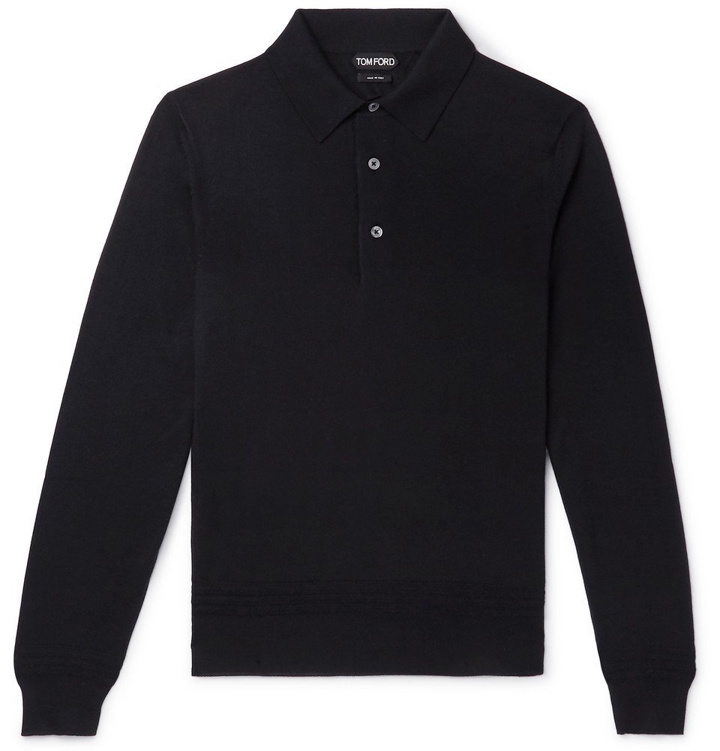 Photo: TOM FORD - Slim-Fit Cashmere and Silk-Blend Polo Shirt - Black