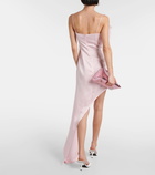 David Koma Feather-trimmed asymmetric dress