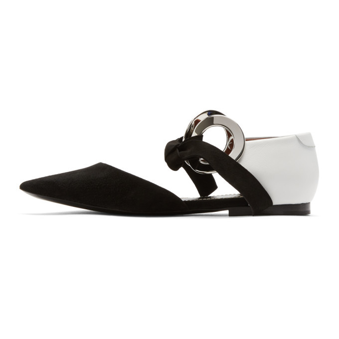 Proenza Schouler Black Suede and Leather Grommet Dorsay Flats