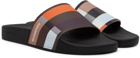 Burberry Brown Colorblock Check Slides