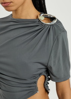 Christopher Esber Orica Cut-out Jersey Crop T-shirt Blue