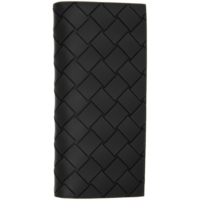 Photo: Bottega Veneta Black Rubber Intrecciato Continental Wallet