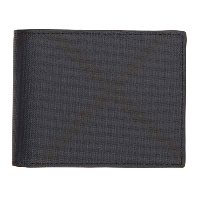 Burberry Navy and Black London Check Hipfold Wallet Burberry