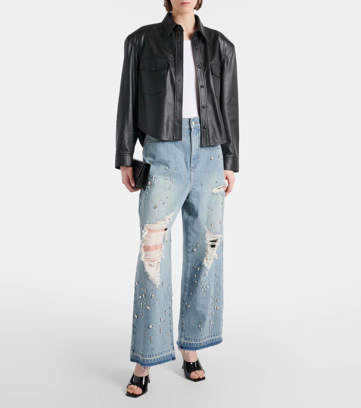 Xu Zhi Rhinestone-embellished wide-leg jeans Xu Zhi