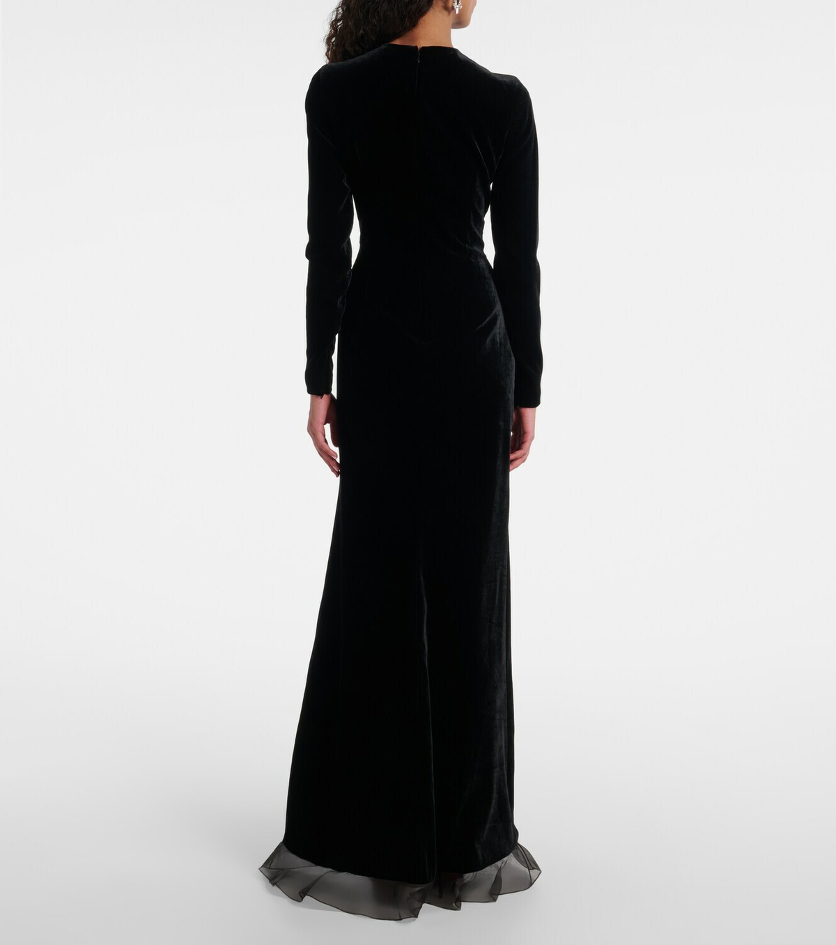Alessandra Rich Ruched silk-trimmed asymmetric velvet gown