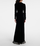 Alessandra Rich Ruched silk-trimmed asymmetric velvet gown
