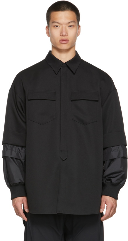 Photo: JERIH Black Detachable Sleeve Shirt