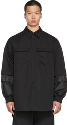 JERIH Black Detachable Sleeve Shirt