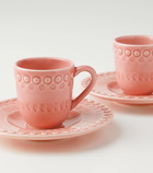 Bordallo Pinheiro Fantasia set of 4 espresso cups and saucers