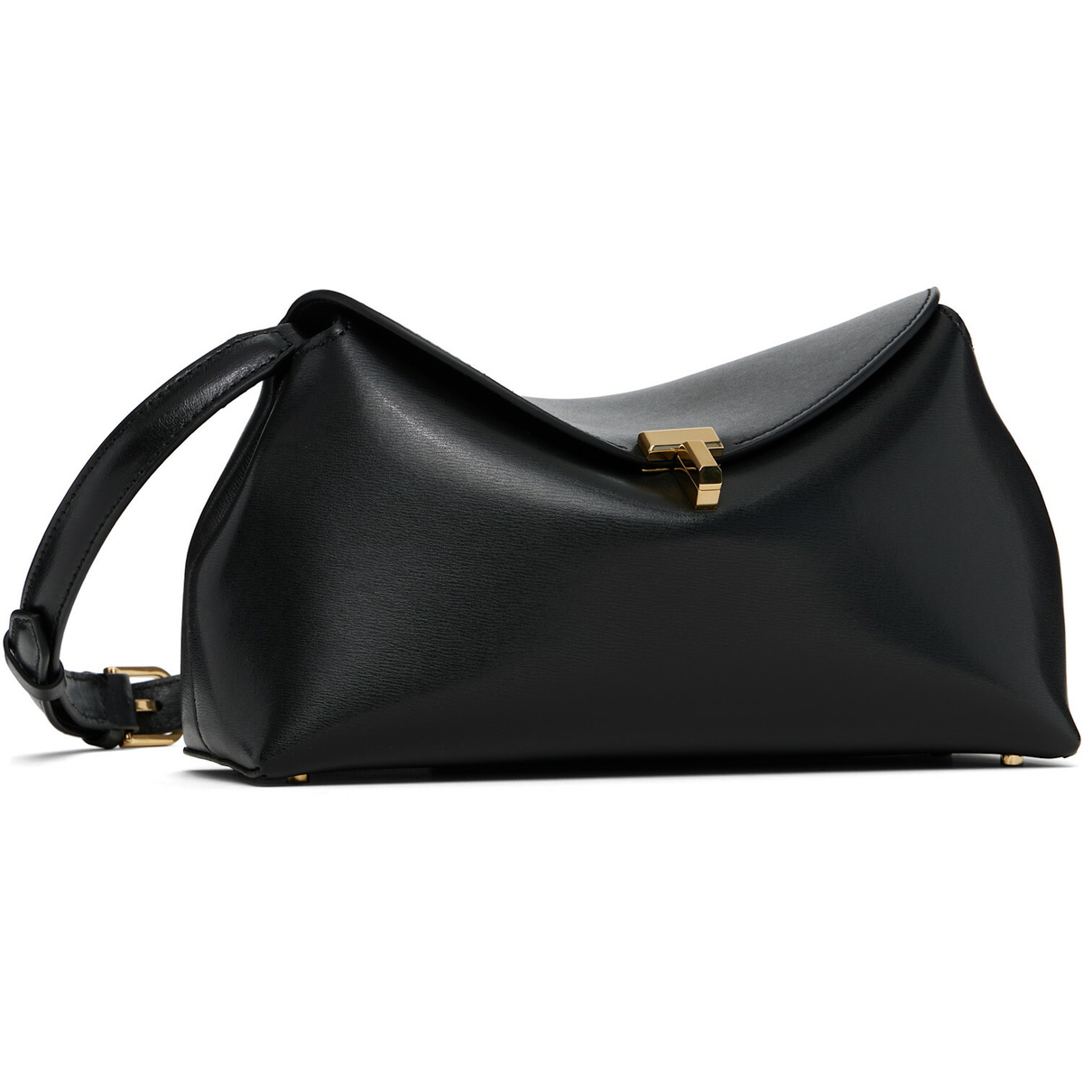 TOTEME Black T-Lock Leather Clutch