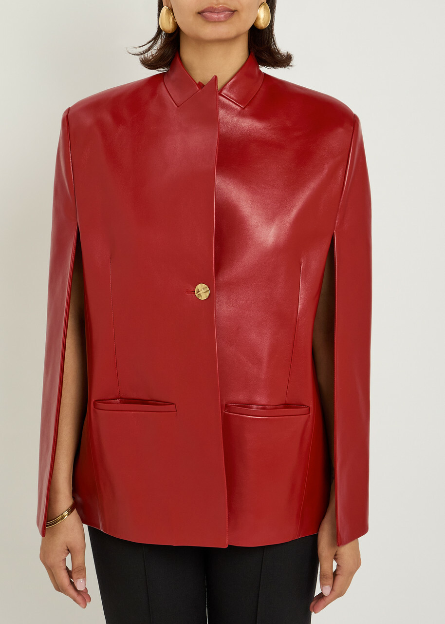 Khaite Dolso Open-sleeve Leather Jacket Red
