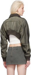 Dion Lee Khaki Crop Bomber Jacket