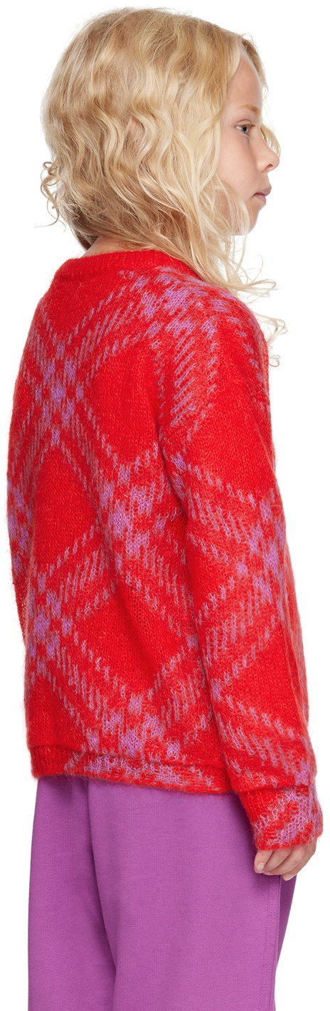 Burberry Kids Red Check Cardigan