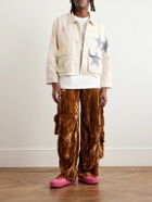Collina Strada - Lawn Wide-Leg Crushed-Velvet Cargo Trousers - Brown