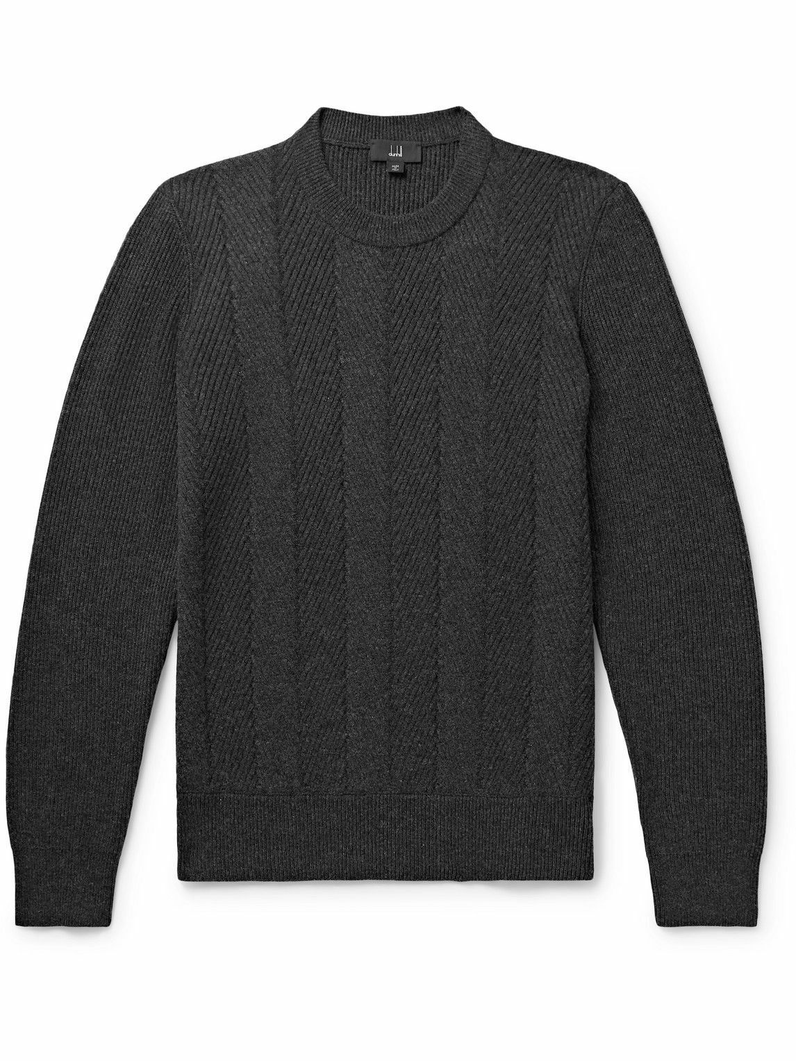 Photo: Dunhill - Ribbed Herringbone Cashmere Sweater - Gray