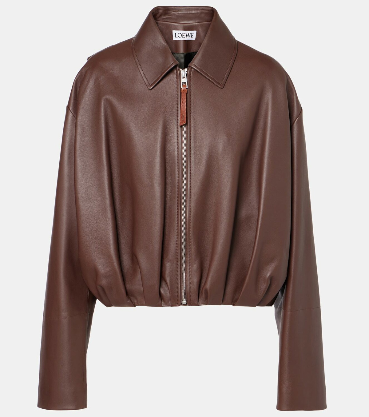 【値下】LOEWE ベージュ モノグラム　ジャケット 子牛革ポケット付き Loewe Gathered leather jacket Loewe