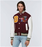 Due Diligence Leather-trimmed wool varsity jacket