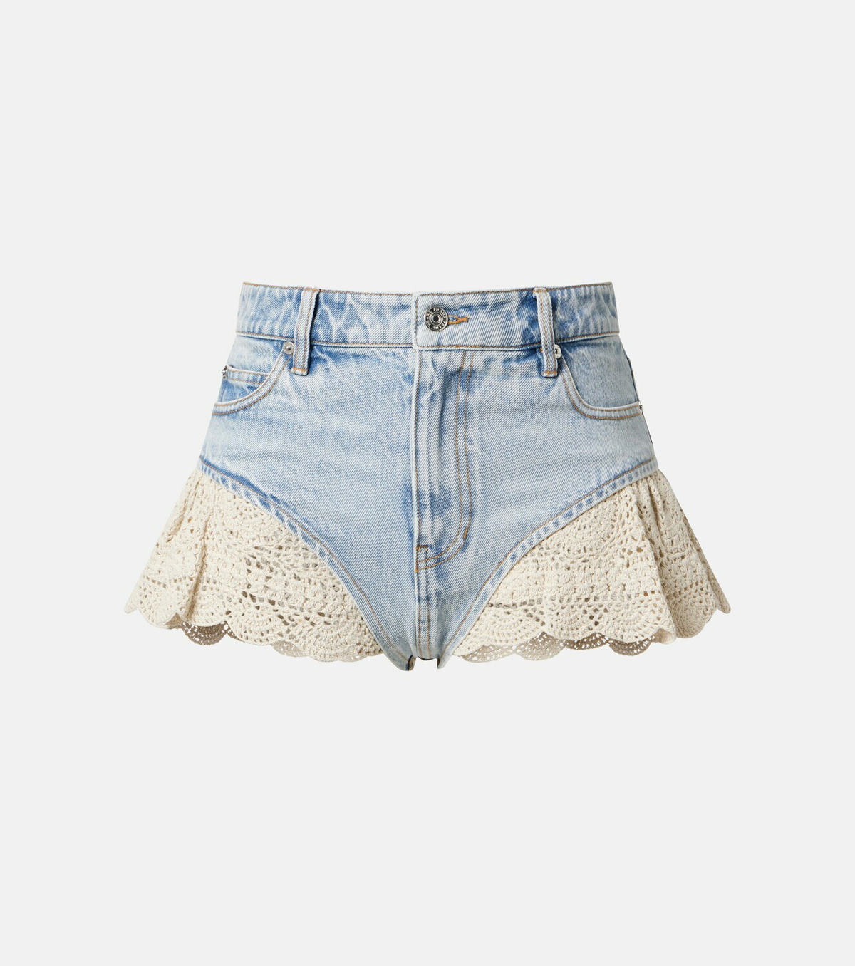 Frame Crochet denim shorts