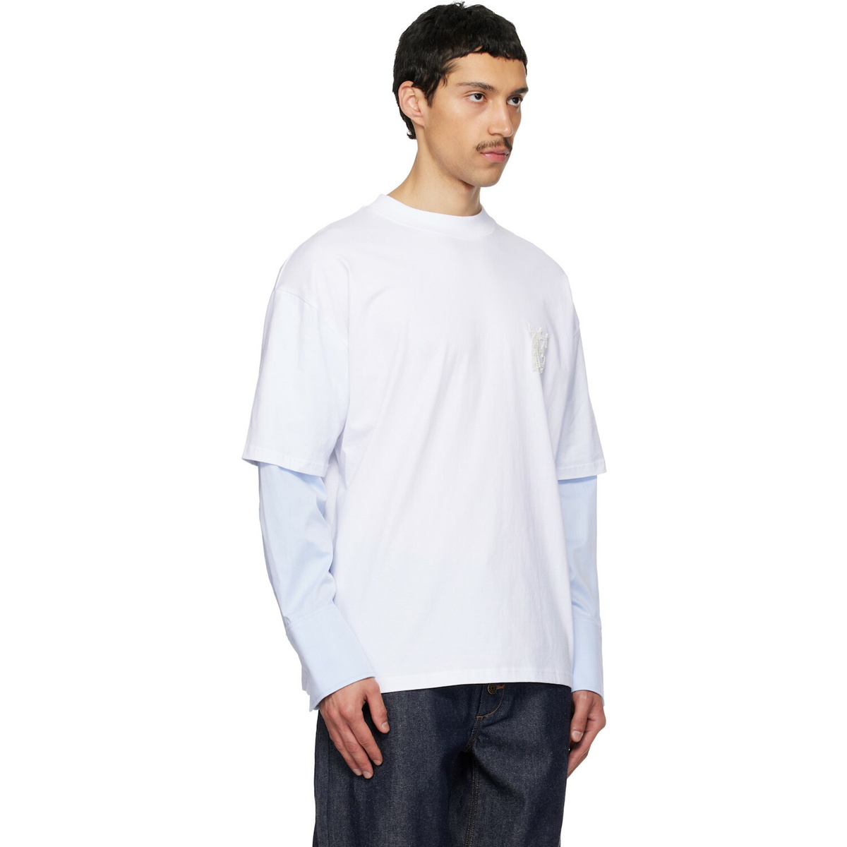 EGONlab White Sculpted Cotton Shirt T-shirt