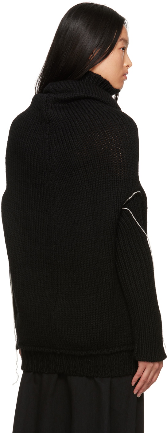 Yohji Yamamoto Black Loose Thread Turtleneck Yohji Yamamoto