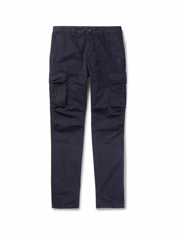 Photo: Incotex - Slim-Fit Cotton and Linen-Blend Cargo Trousers - Blue