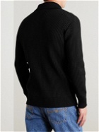 S.N.S Herning - Ribbed Wool Zip-Up Sweater - Black