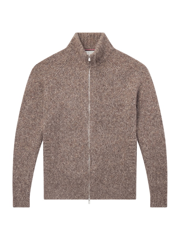 Photo: Brunello Cucinelli - Brushed Cashmere and Silk-Blend Zipped Sweater - Brown