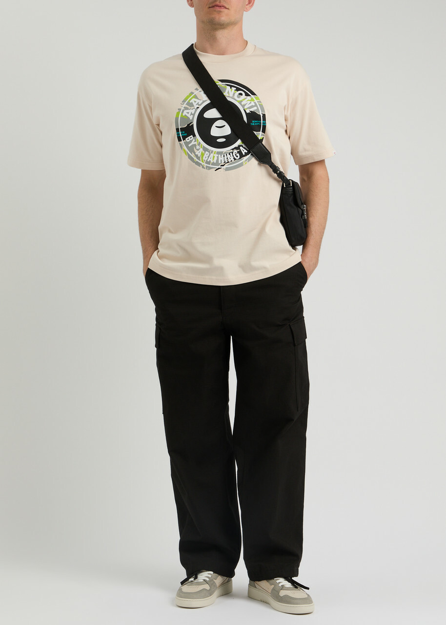 Aape Logo-print Cotton T-shirt Beige